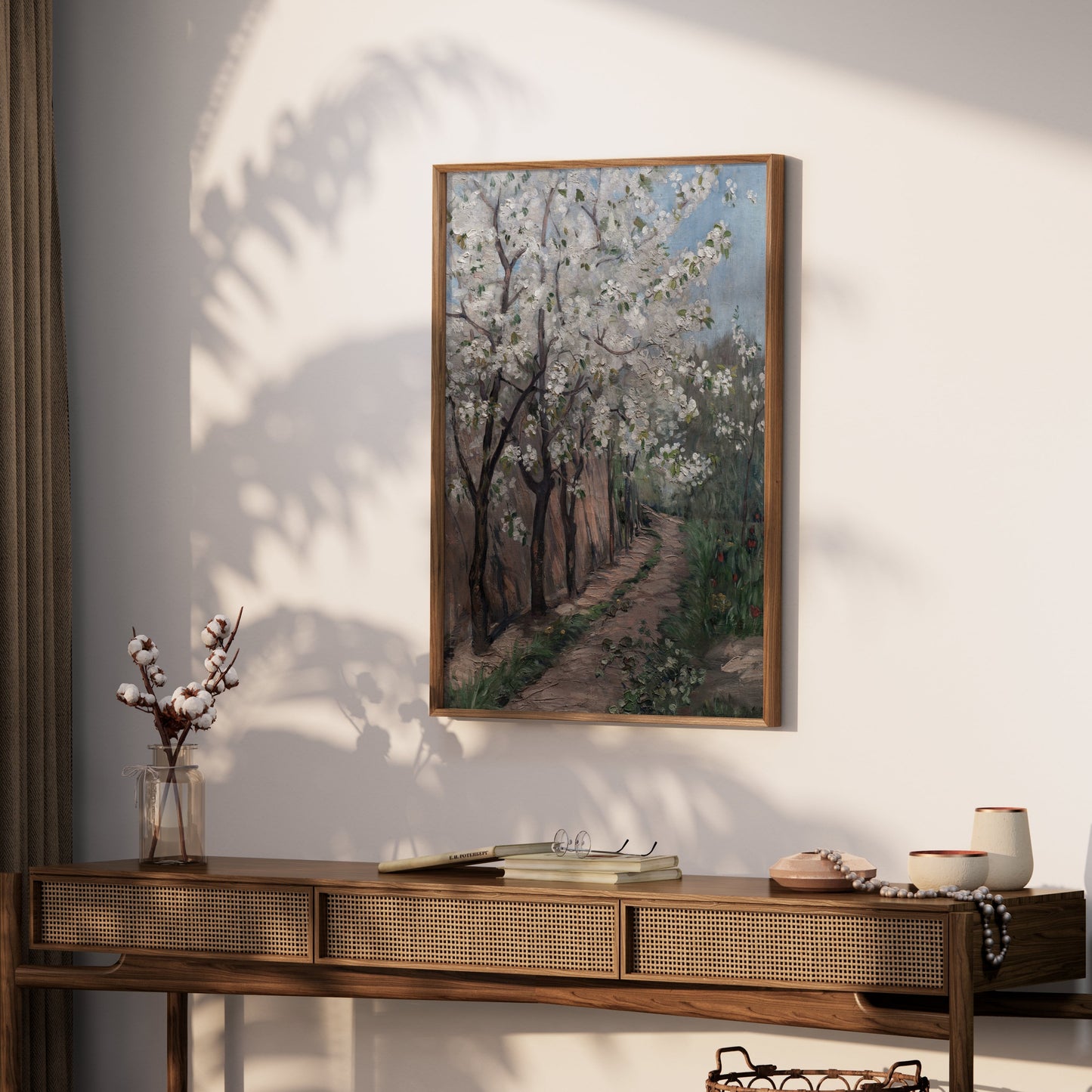 Premium Poster of Beautiful Blossoming Trees Along Pathway Art Posters