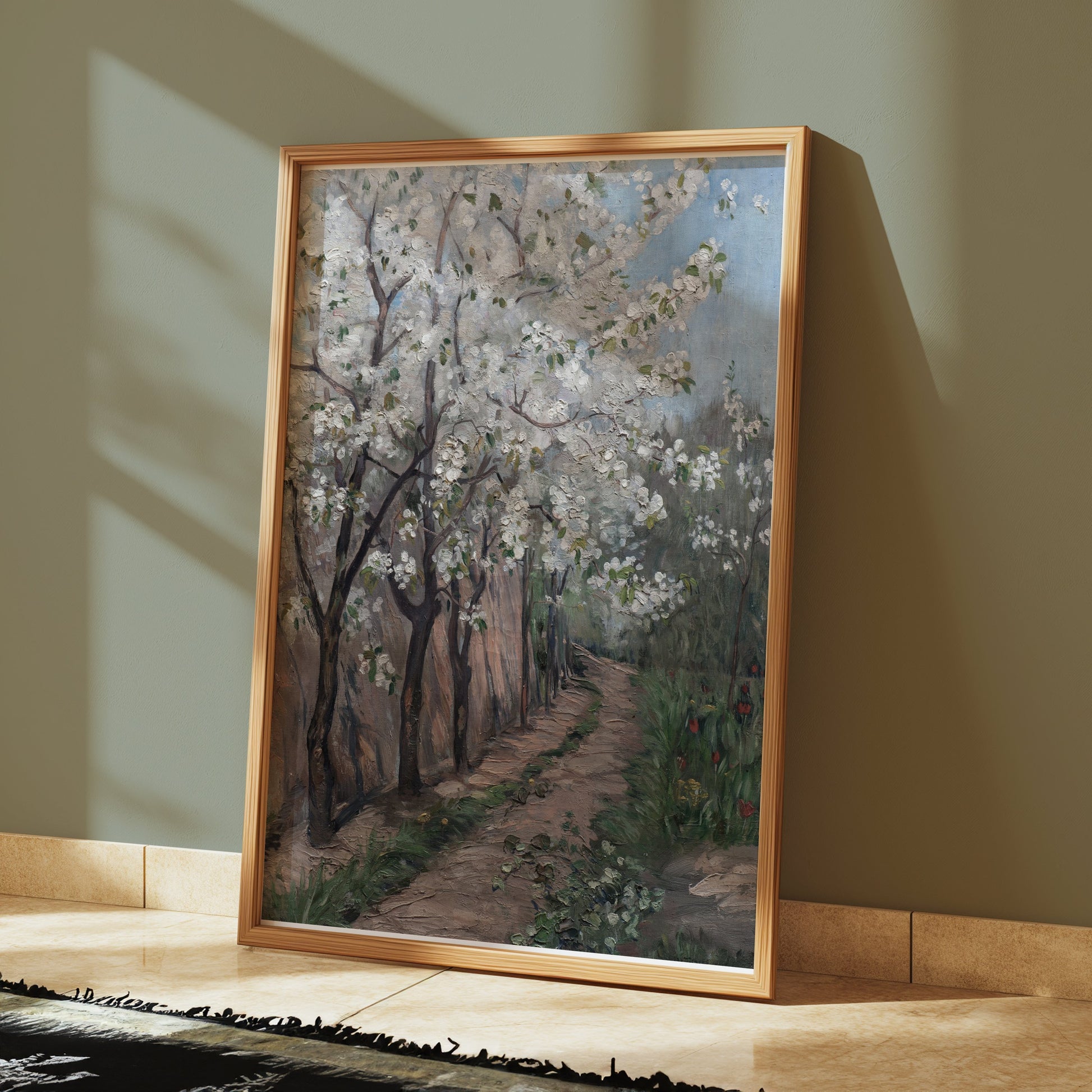Premium Poster of Beautiful Blossoming Trees Along Pathway Art Posters