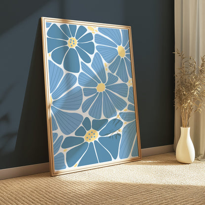 Premium Poster of Beautiful Blue Floral Art Pattern Wall Posters