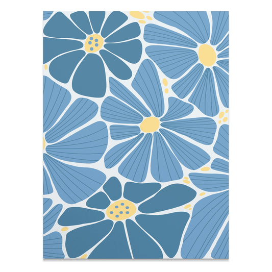 Premium Poster of Beautiful Blue Floral Art Pattern Wall Posters