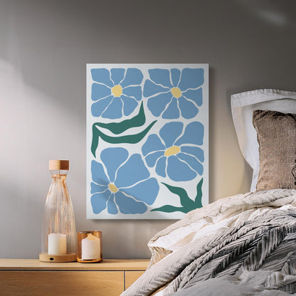 Premium Poster of Beautiful Blue Floral Art in Canvas Wraps