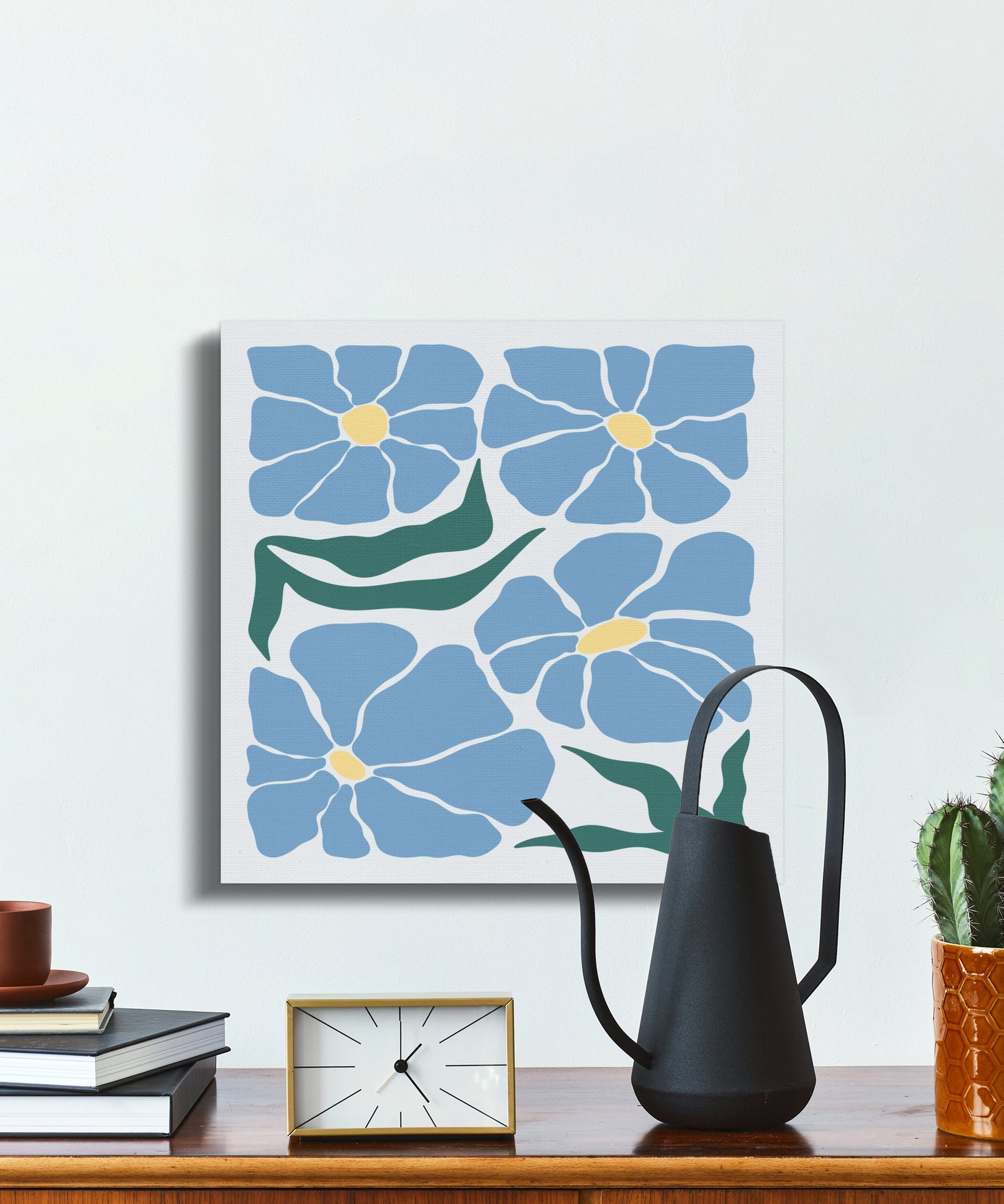 Premium Poster of Beautiful Blue Floral Art in Canvas Wraps
