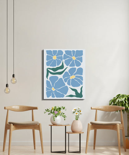 Premium Poster of Beautiful Blue Floral Art in Canvas Wraps