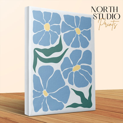 Premium Poster of Beautiful Blue Floral Art in Canvas Wraps