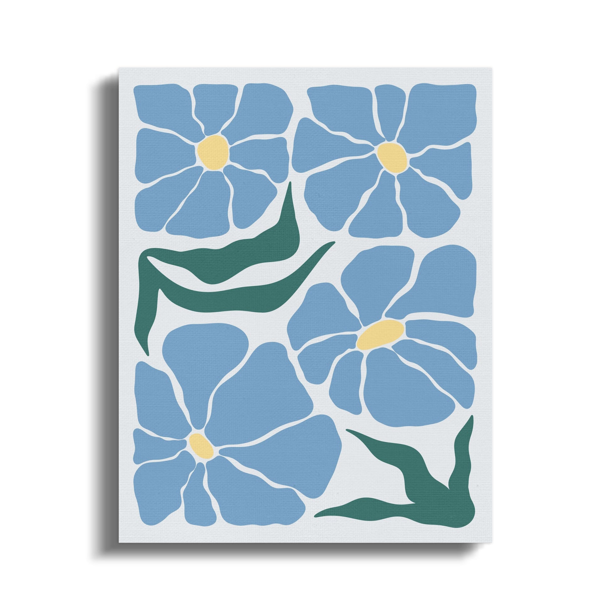 Premium Poster of Beautiful Blue Floral Art in Canvas Wraps
