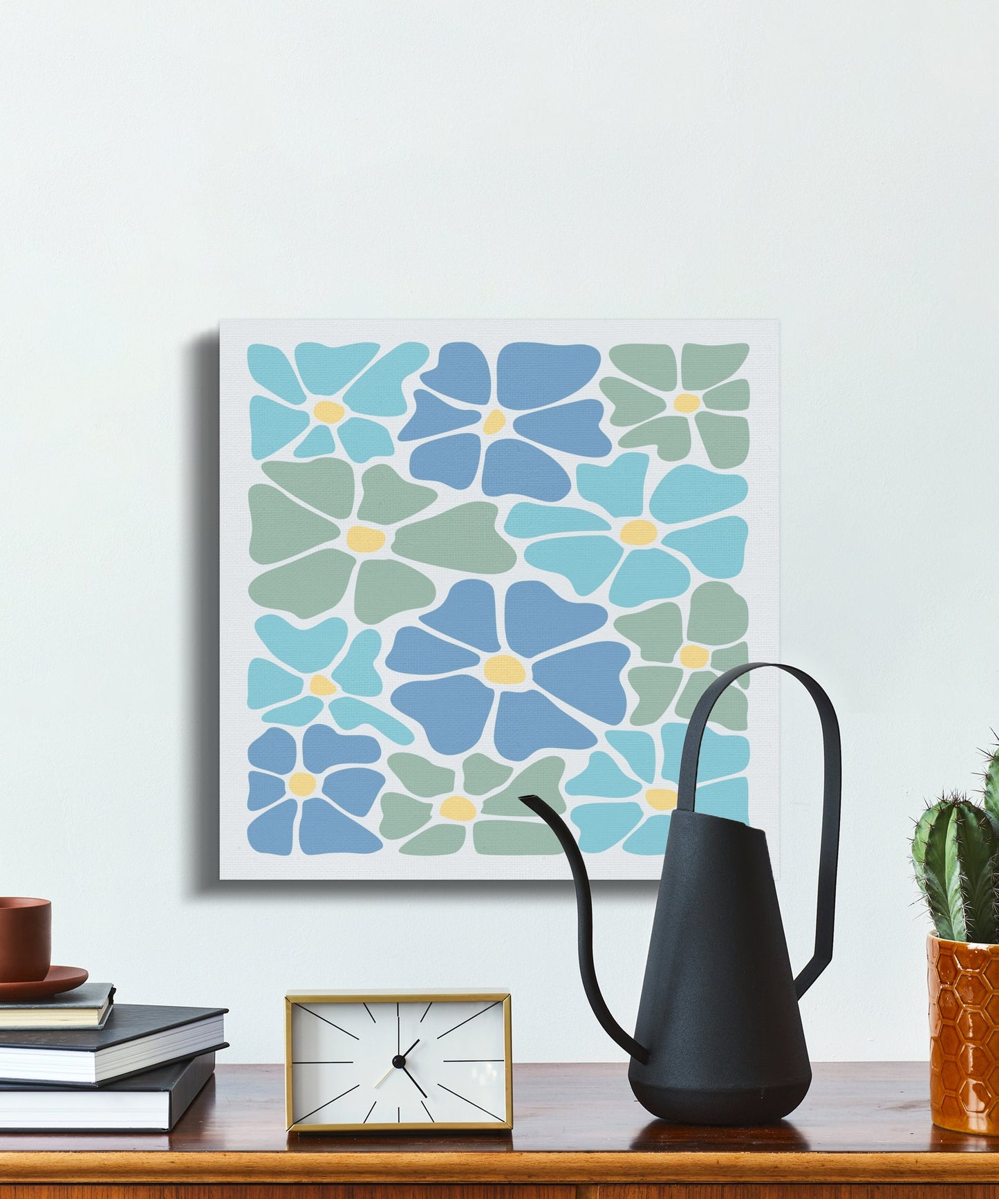 Premium Poster of Beautiful Blue and Green Floral Canvas Wraps
