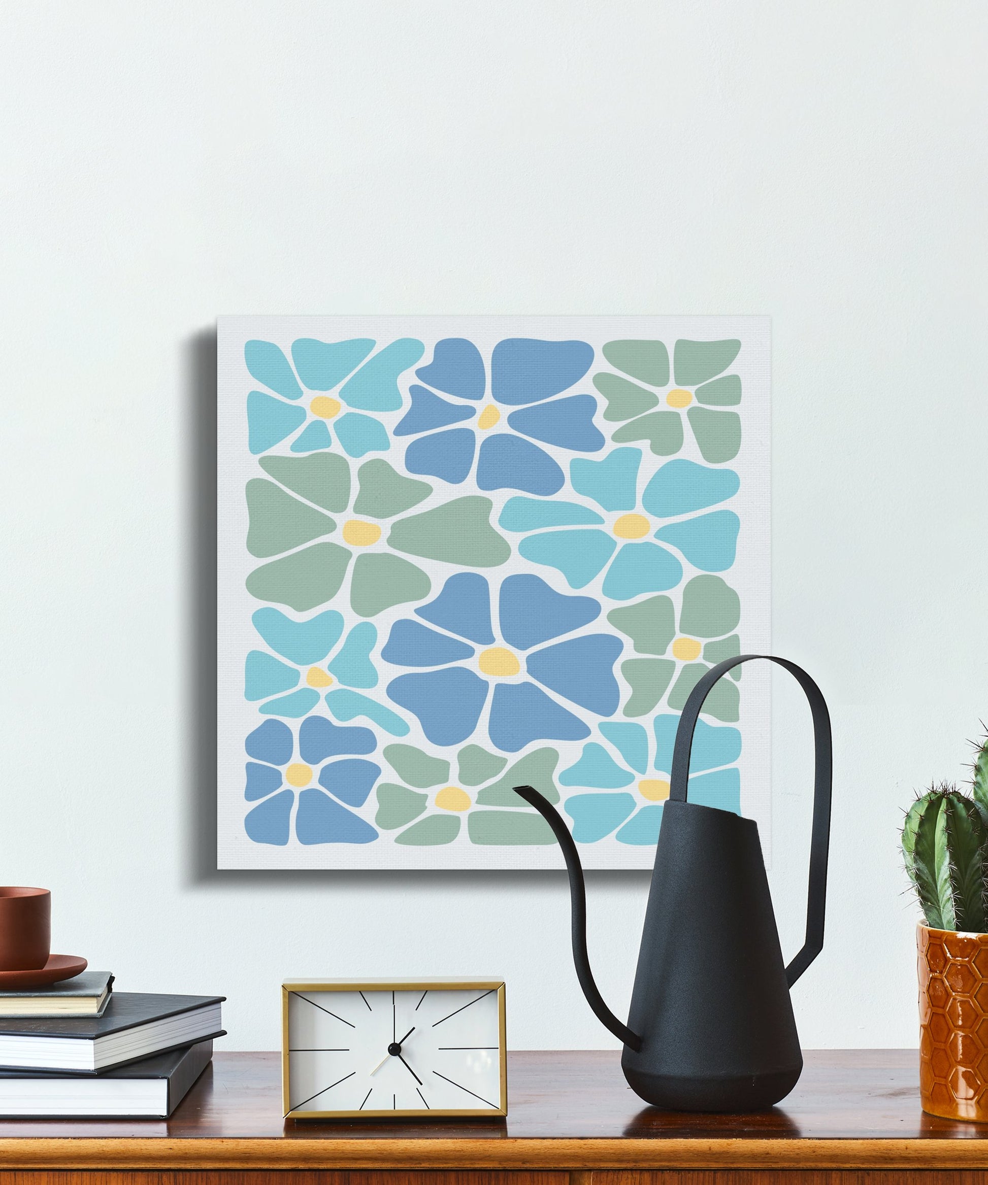 Premium Poster of Beautiful Blue and Green Floral Canvas Wraps