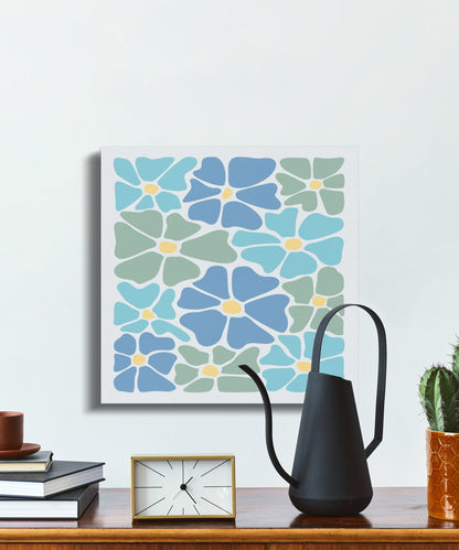 Premium Poster of Beautiful Blue and Green Floral Canvas Wraps