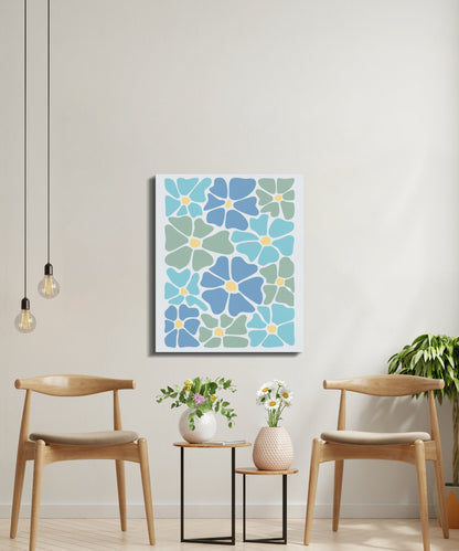 Premium Poster of Beautiful Blue and Green Floral Canvas Wraps