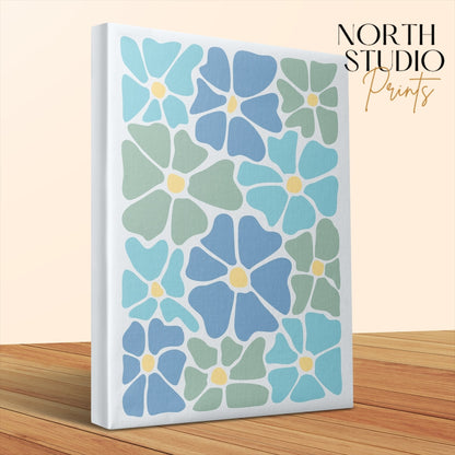 Premium Poster of Beautiful Blue and Green Floral Canvas Wraps