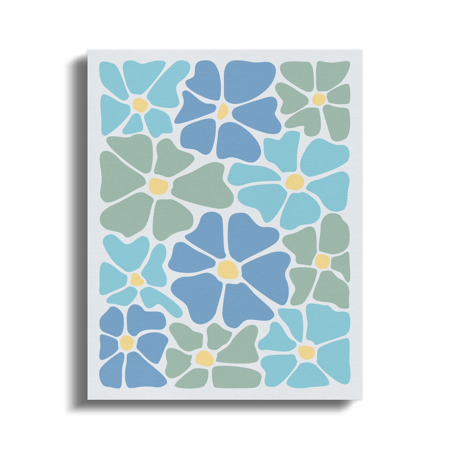 Premium Poster of Beautiful Blue and Green Floral Canvas Wraps