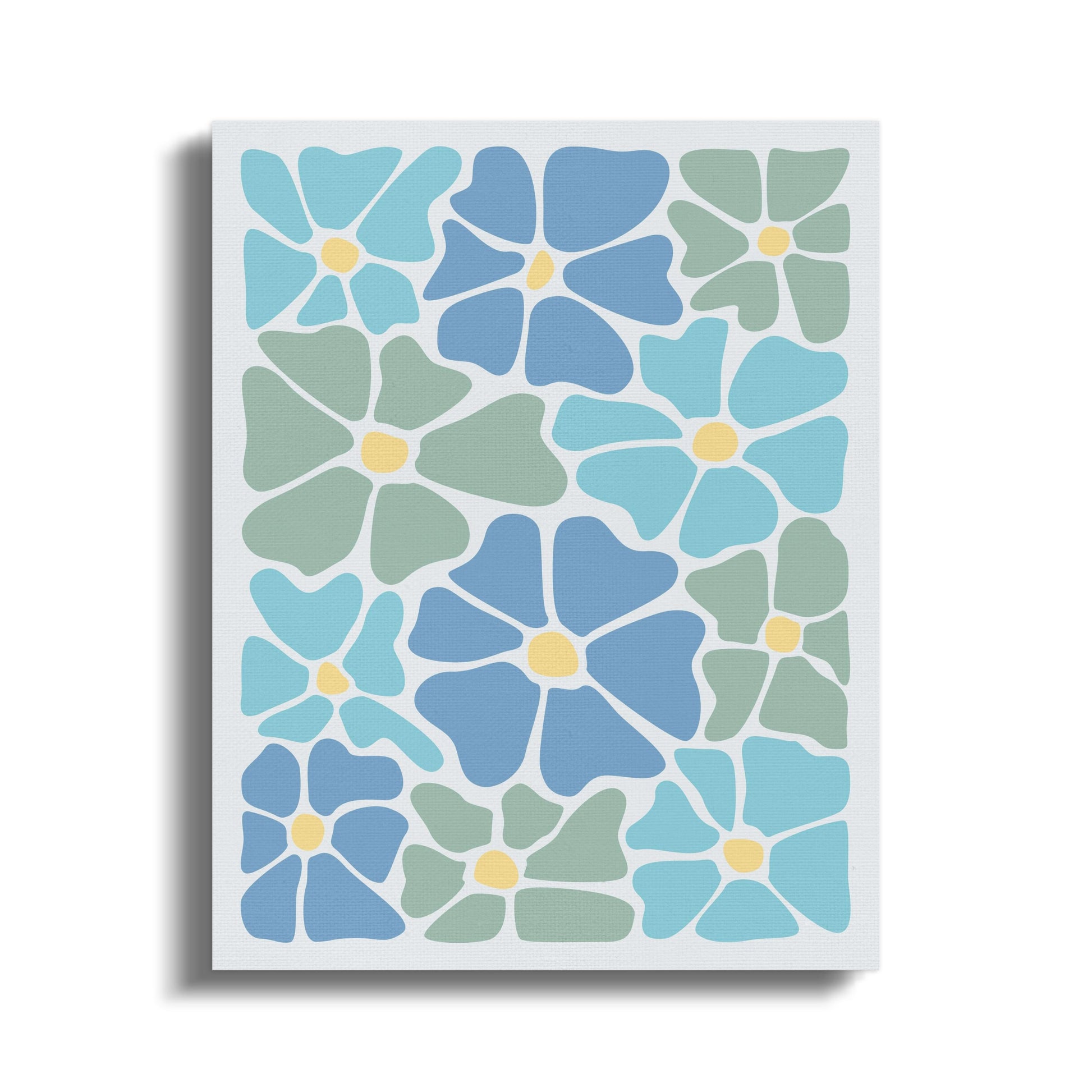 Premium Poster of Beautiful Blue and Green Floral Canvas Wraps