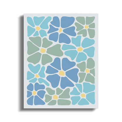 Premium Poster of Beautiful Blue and Green Floral Canvas Wraps