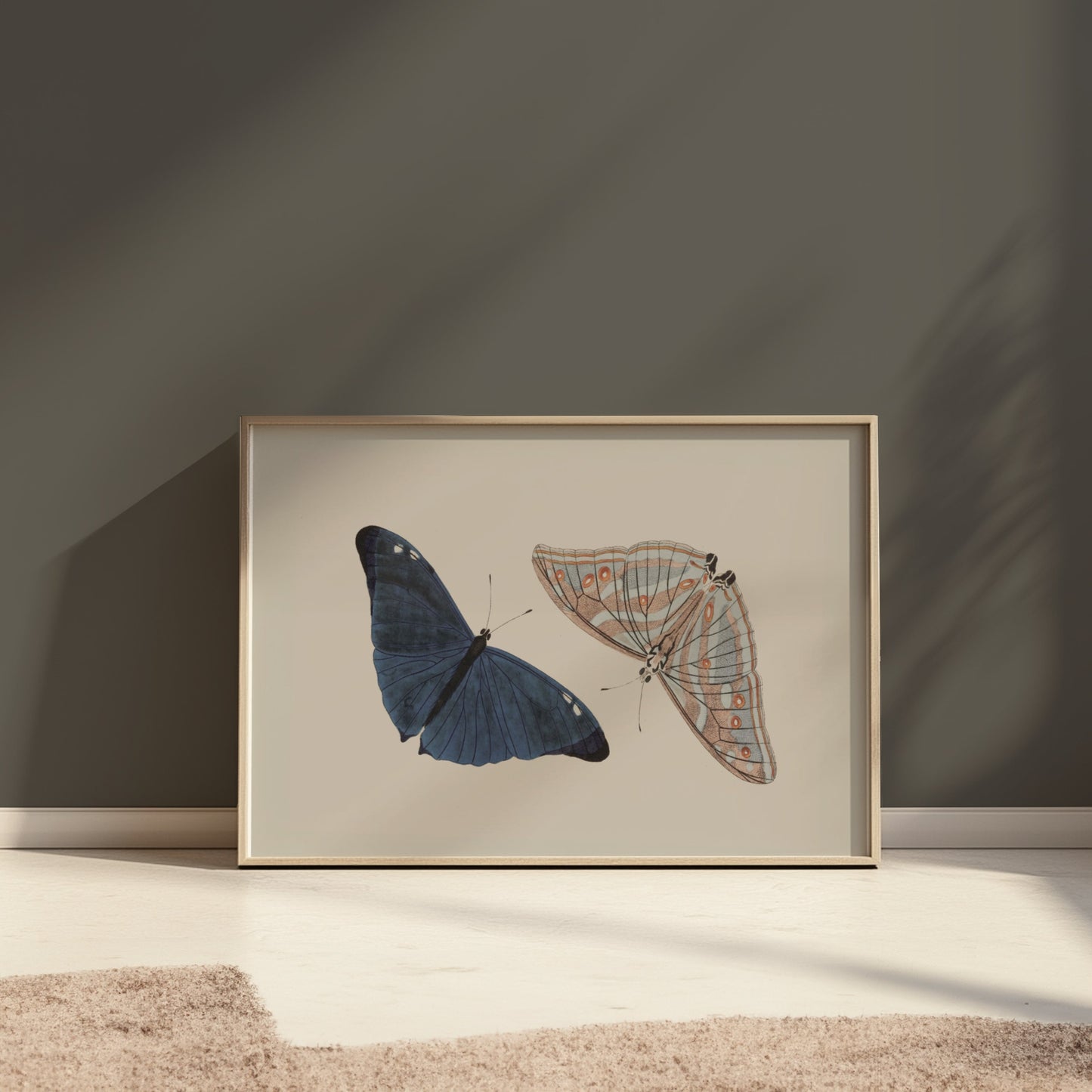 Premium Poster of Beautiful Blue and Striped Butterflies Art Print Posters