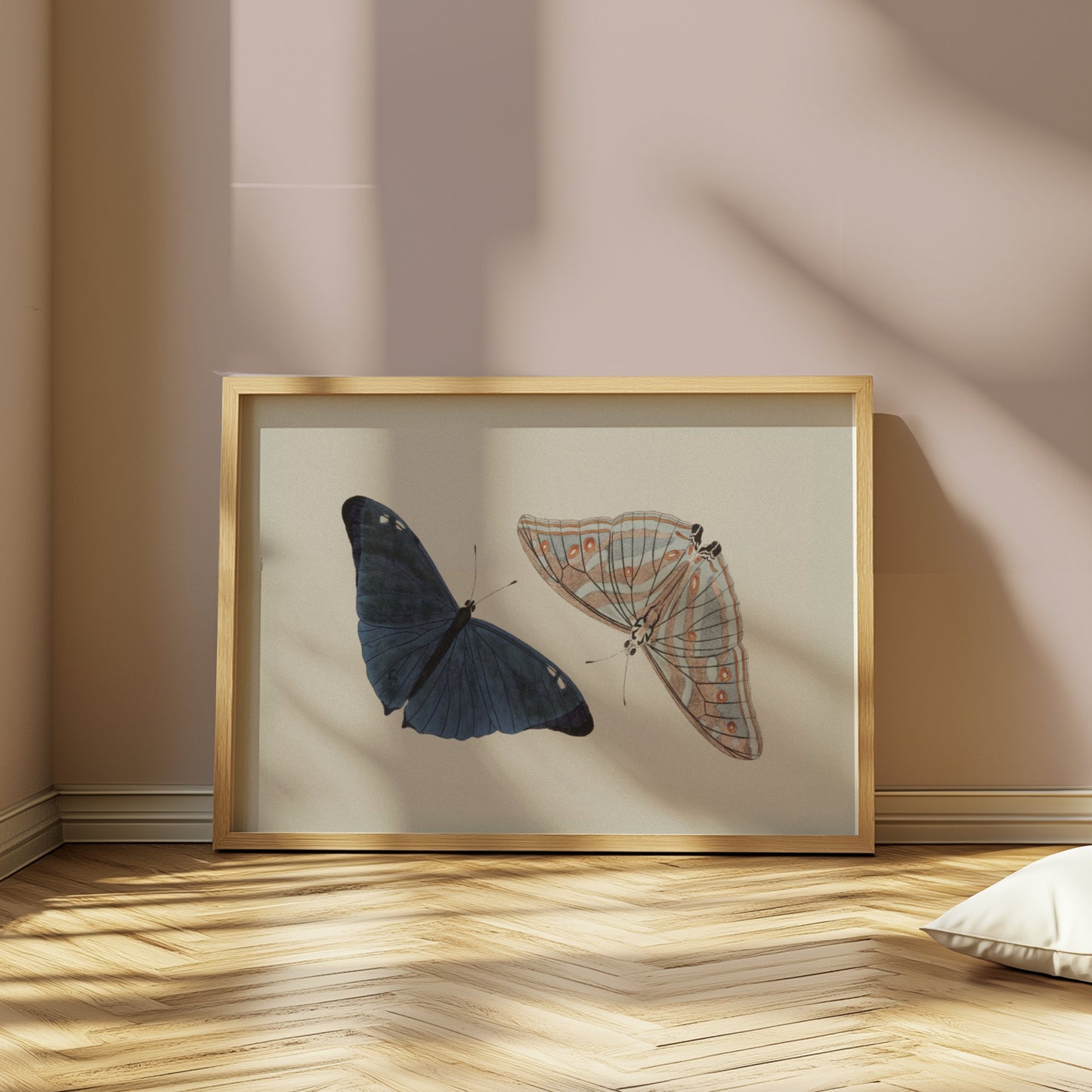 Premium Poster of Beautiful Blue and Striped Butterflies Art Print Posters