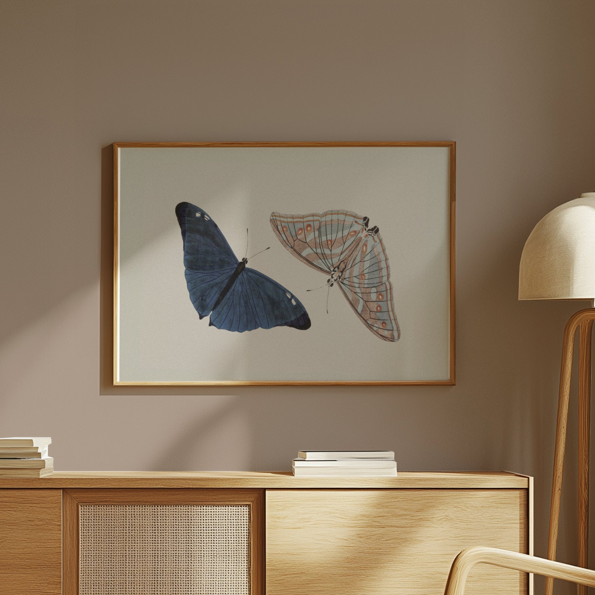 Premium Poster of Beautiful Blue and Striped Butterflies Art Print Posters