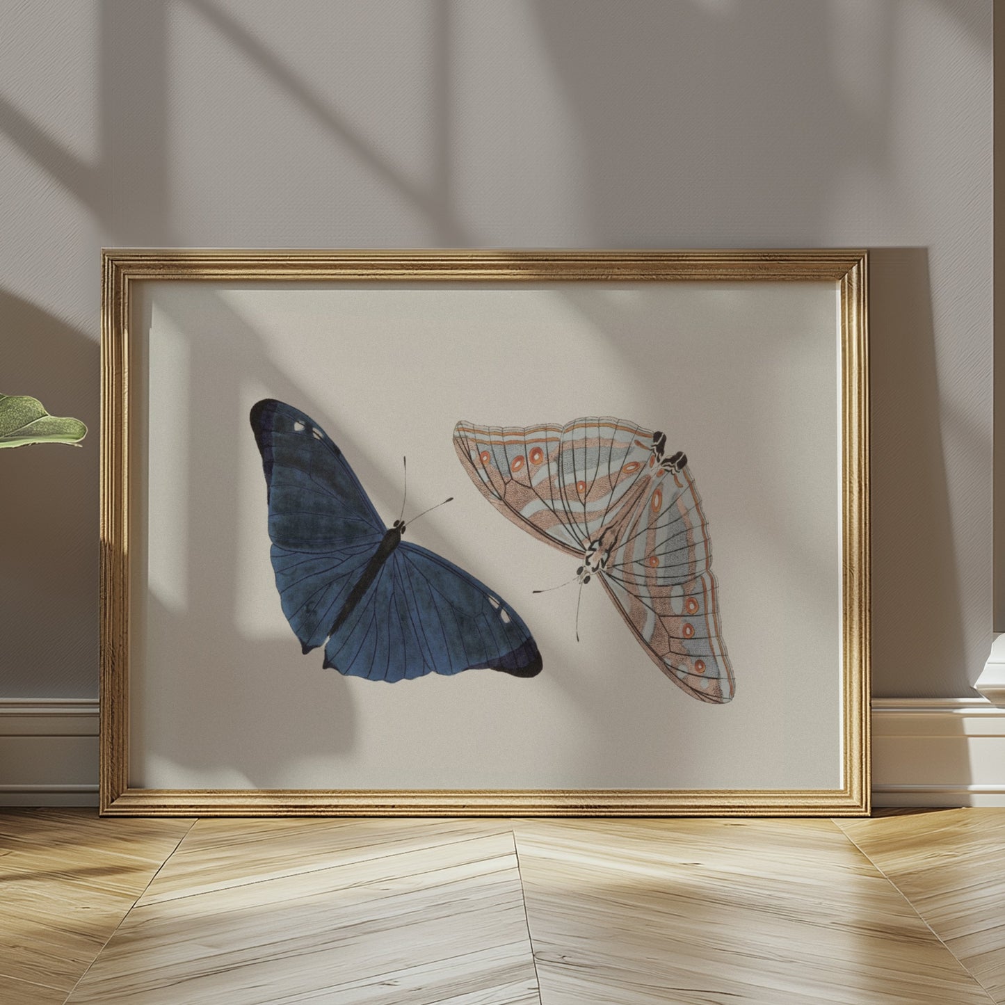 Premium Poster of Beautiful Blue and Striped Butterflies Art Print Posters