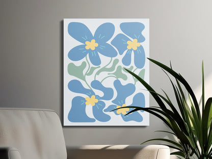 Premium Poster of Beautiful Blue and Yellow Floral Canvas Wraps