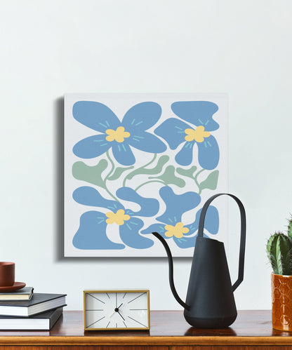 Premium Poster of Beautiful Blue and Yellow Floral Canvas Wraps