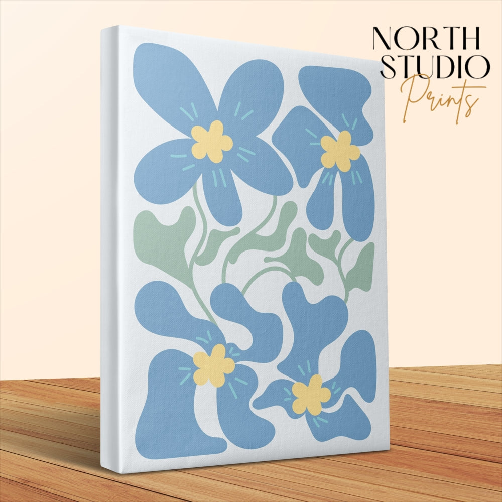 Premium Poster of Beautiful Blue and Yellow Floral Canvas Wraps