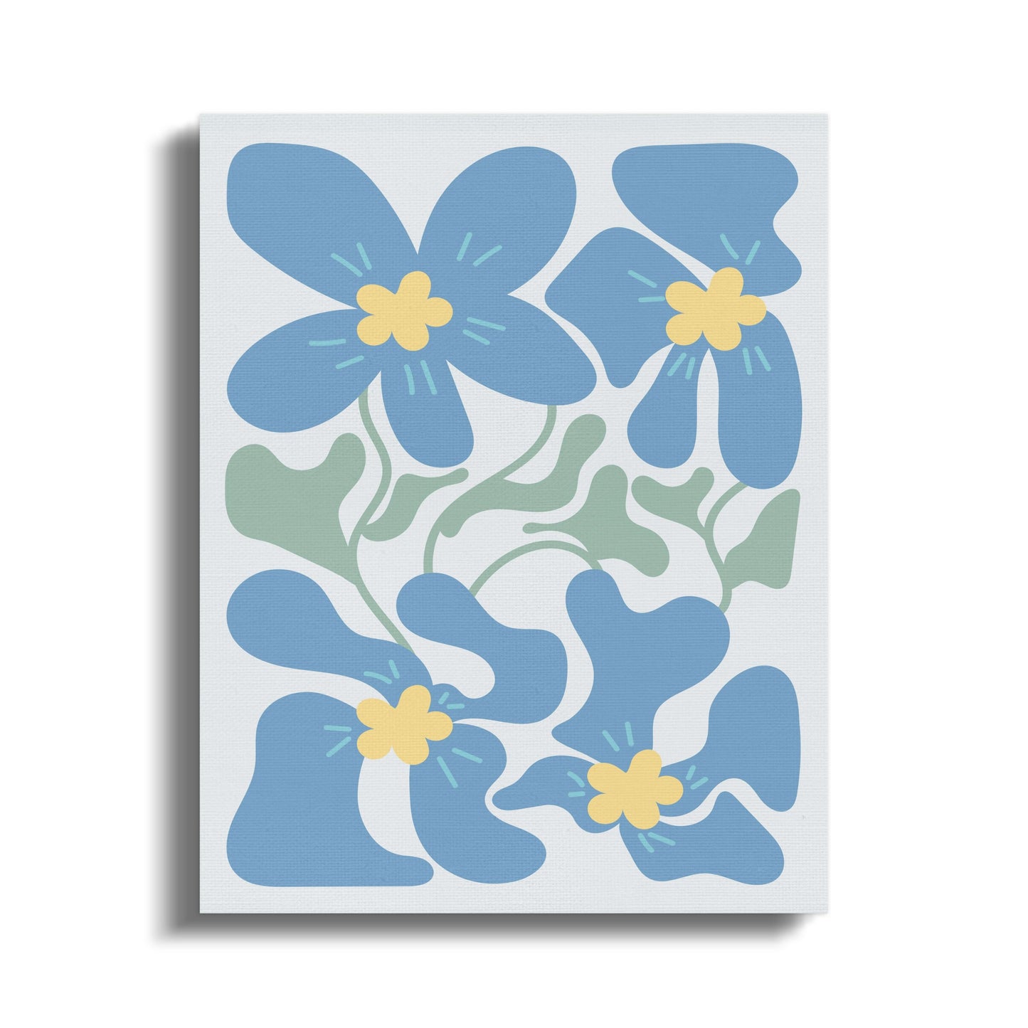 Premium Poster of Beautiful Blue and Yellow Floral Canvas Wraps