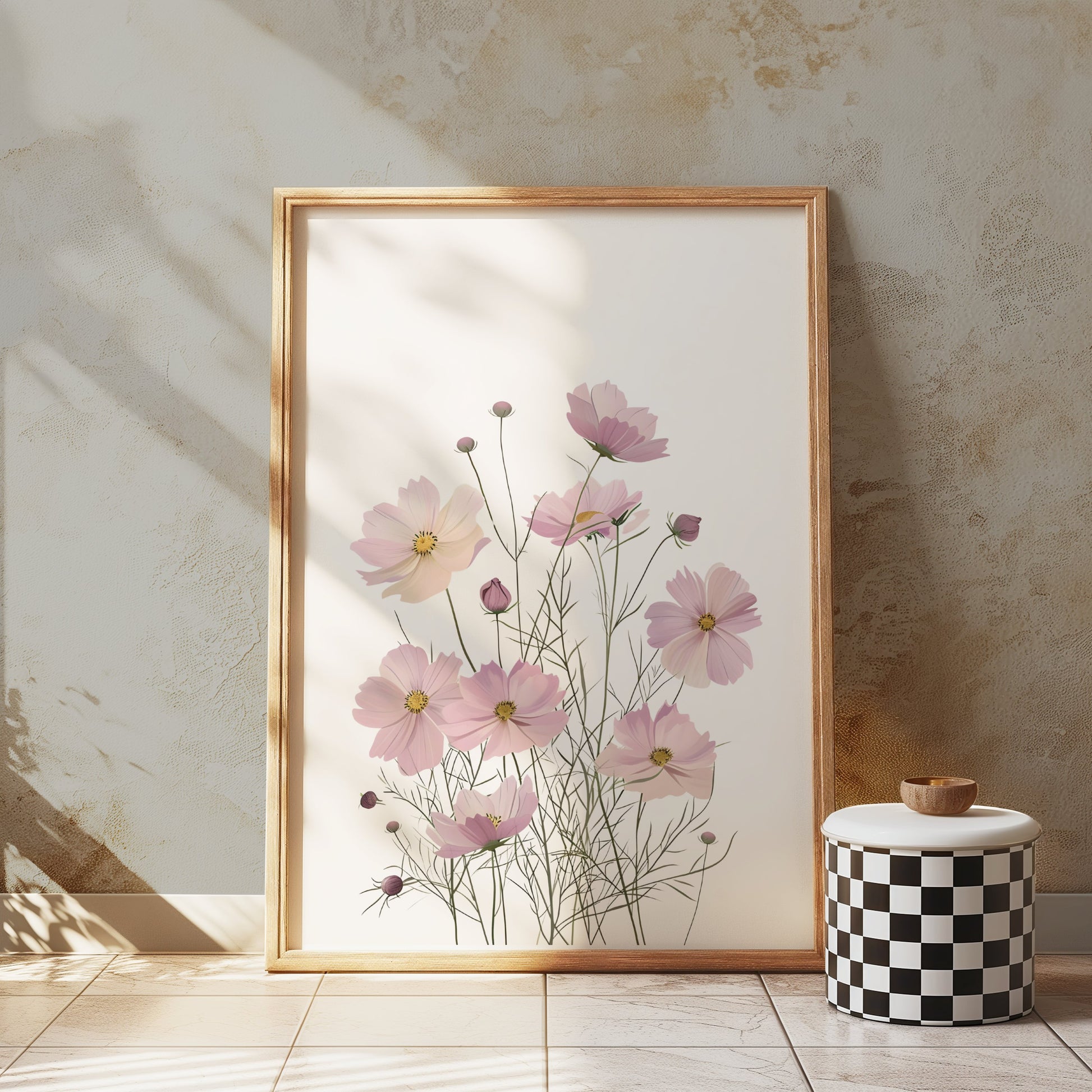 Premium Poster of Beautiful Botanical Art Print of Pink Flowers Posters