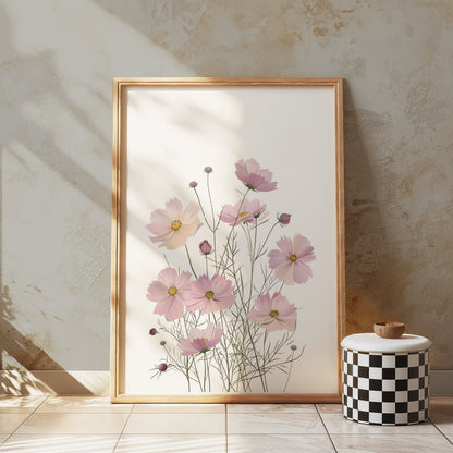 Premium Poster of Beautiful Botanical Art Print of Pink Flowers Posters