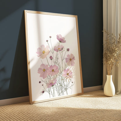 Premium Poster of Beautiful Botanical Art Print of Pink Flowers Posters