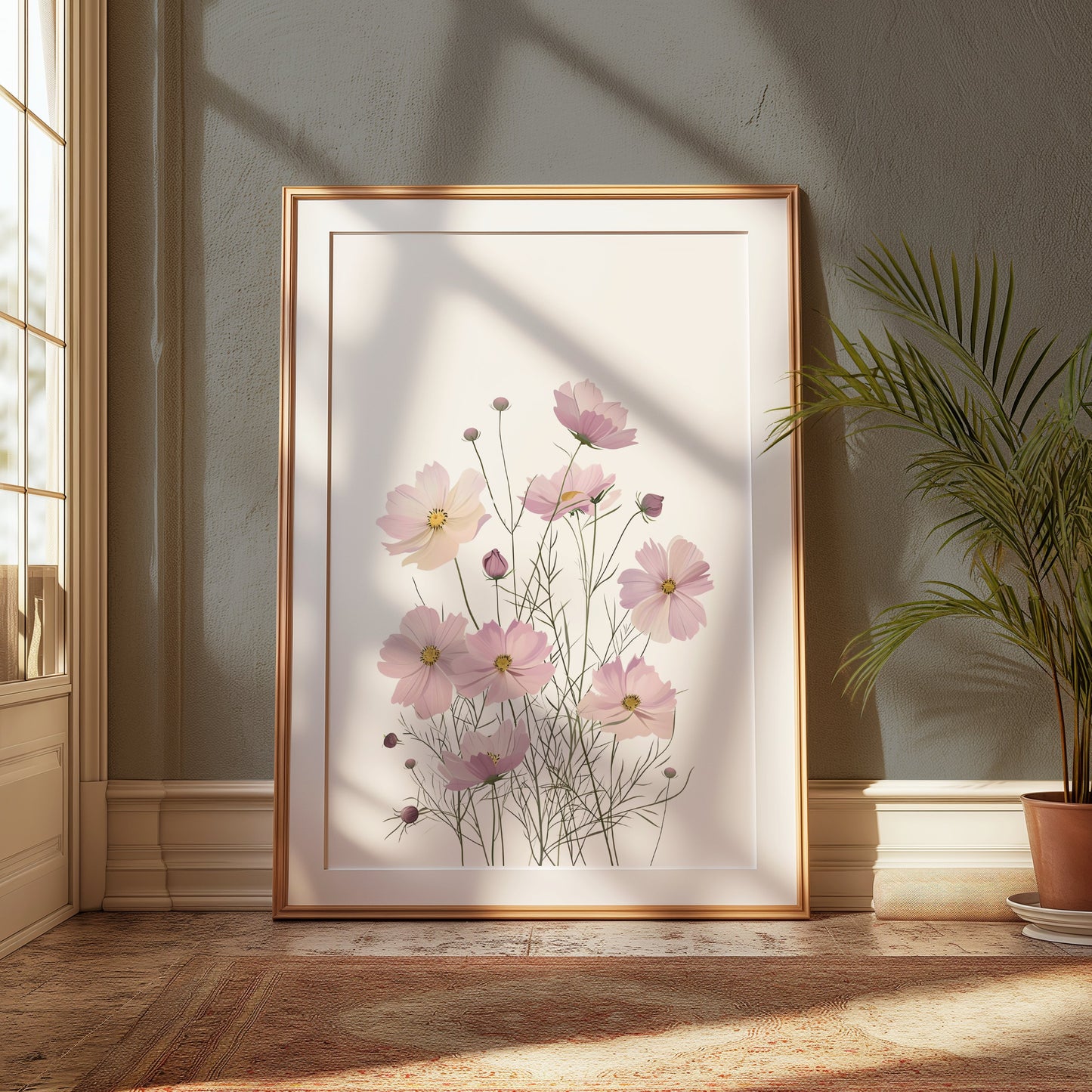 Premium Poster of Beautiful Botanical Art Print of Pink Flowers Posters