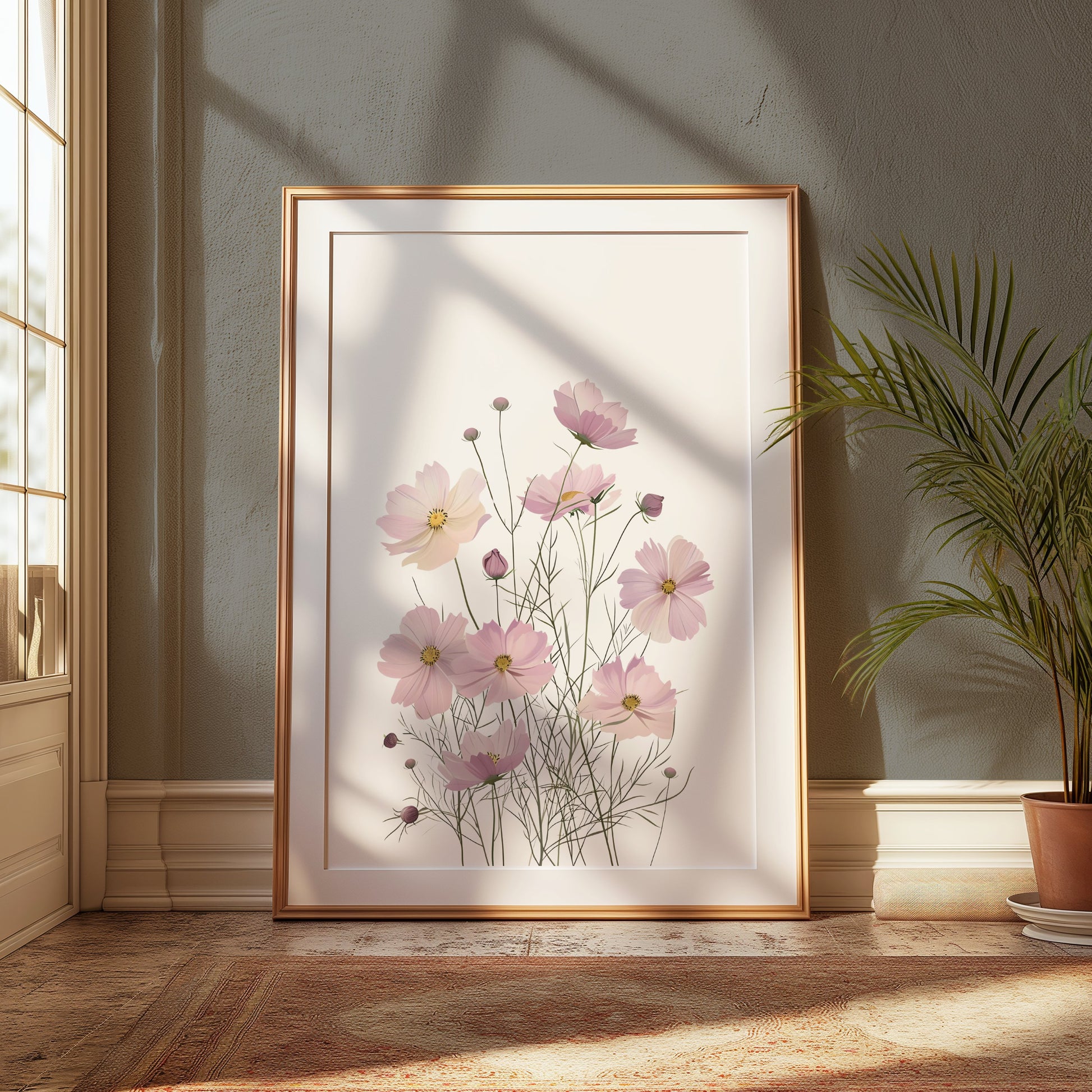 Premium Poster of Beautiful Botanical Art Print of Pink Flowers Posters