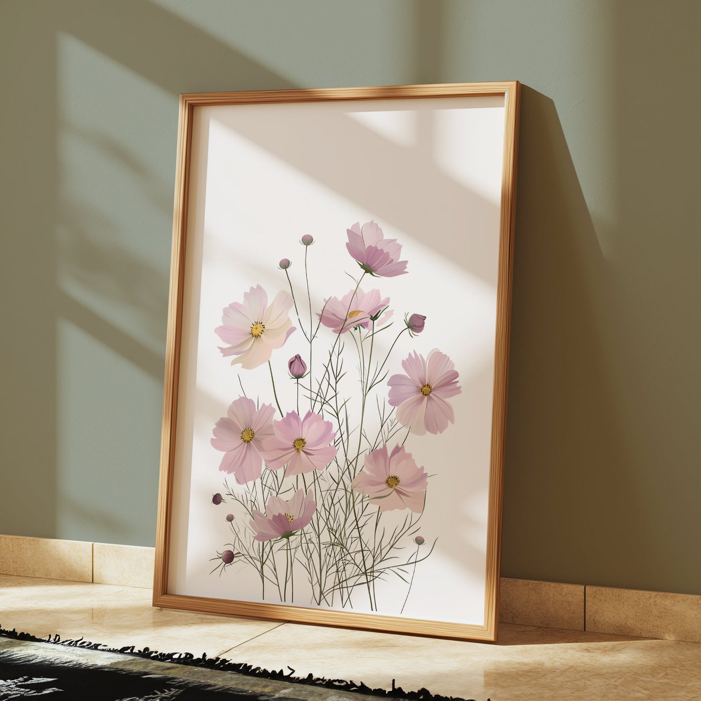 Premium Poster of Beautiful Botanical Art Print of Pink Flowers Posters