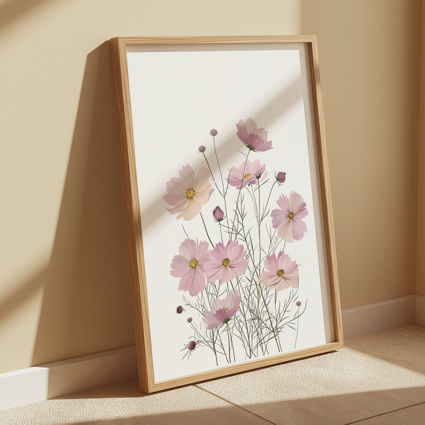 Premium Poster of Beautiful Botanical Art Print of Pink Flowers Posters