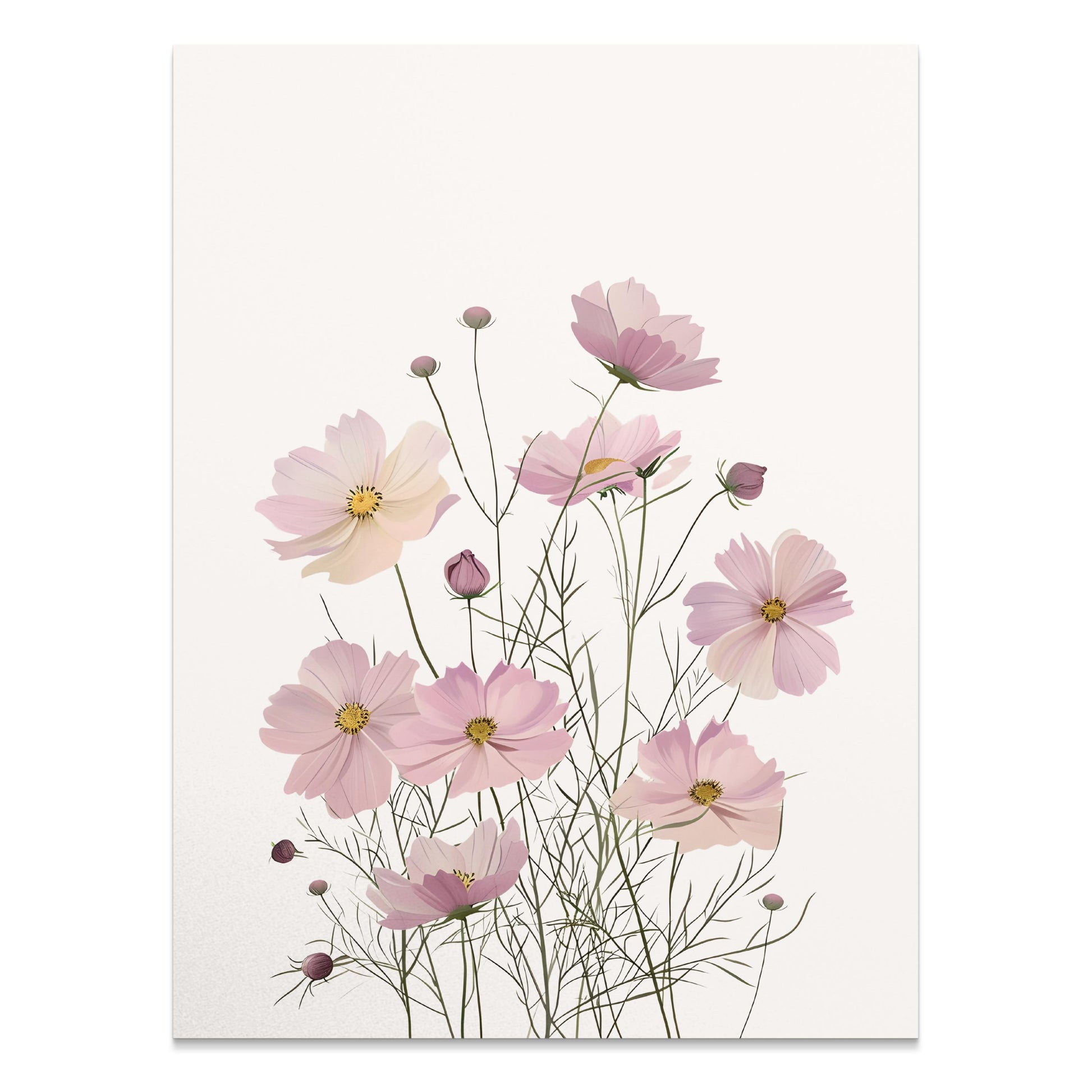 Premium Poster of Beautiful Botanical Art Print of Pink Flowers Posters