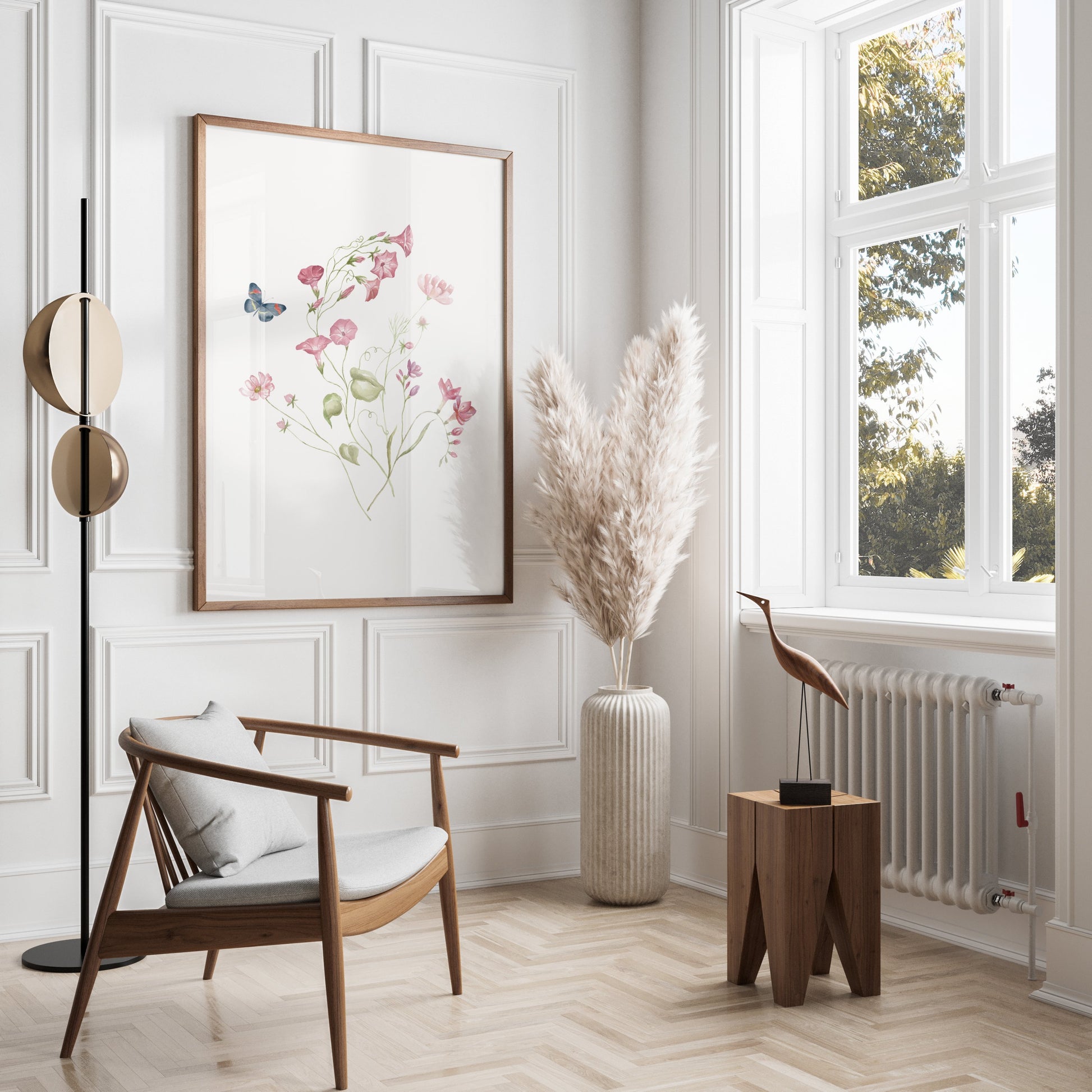 Premium Poster of Beautiful Botanical Art with Butterfly Posters