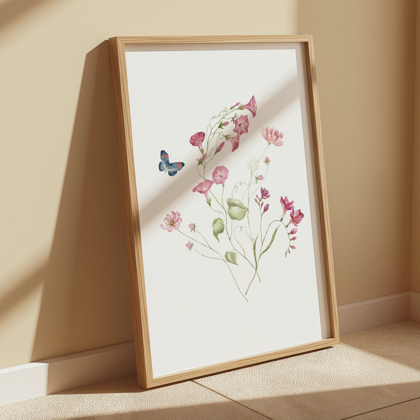 Premium Poster of Beautiful Botanical Art with Butterfly Posters