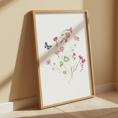 Premium Poster of Beautiful Botanical Art with Butterfly Posters