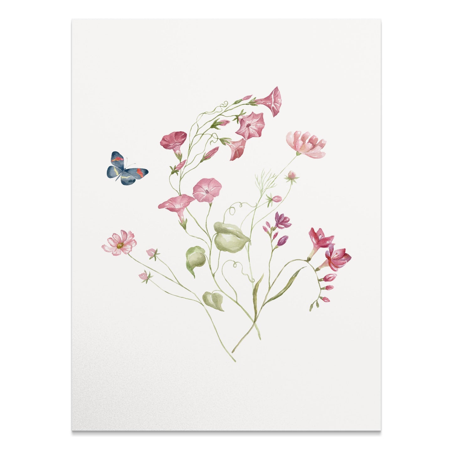 Premium Poster of Beautiful Botanical Art with Butterfly Posters