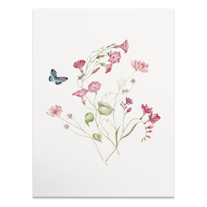 Premium Poster of Beautiful Botanical Art with Butterfly Posters