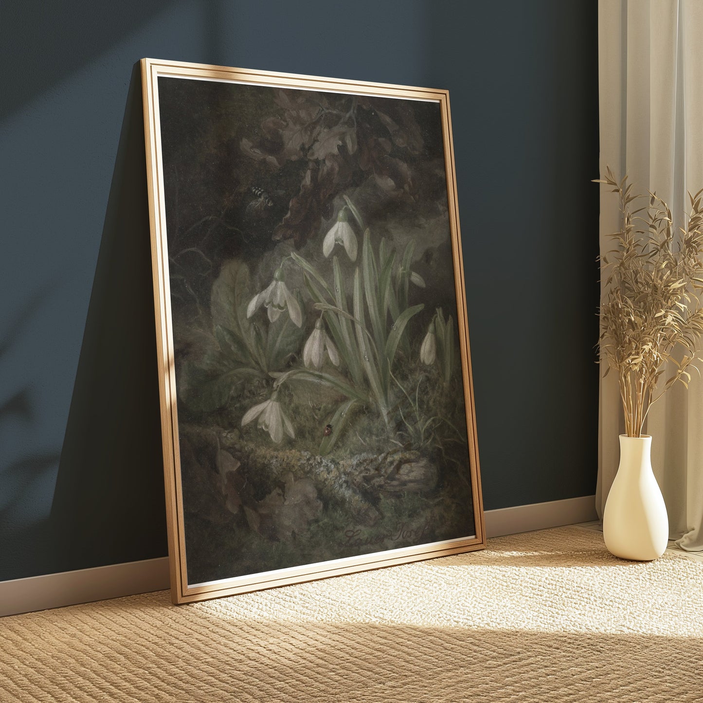 Premium Poster of Beautiful Botanical Illustration of Snowdrops Posters