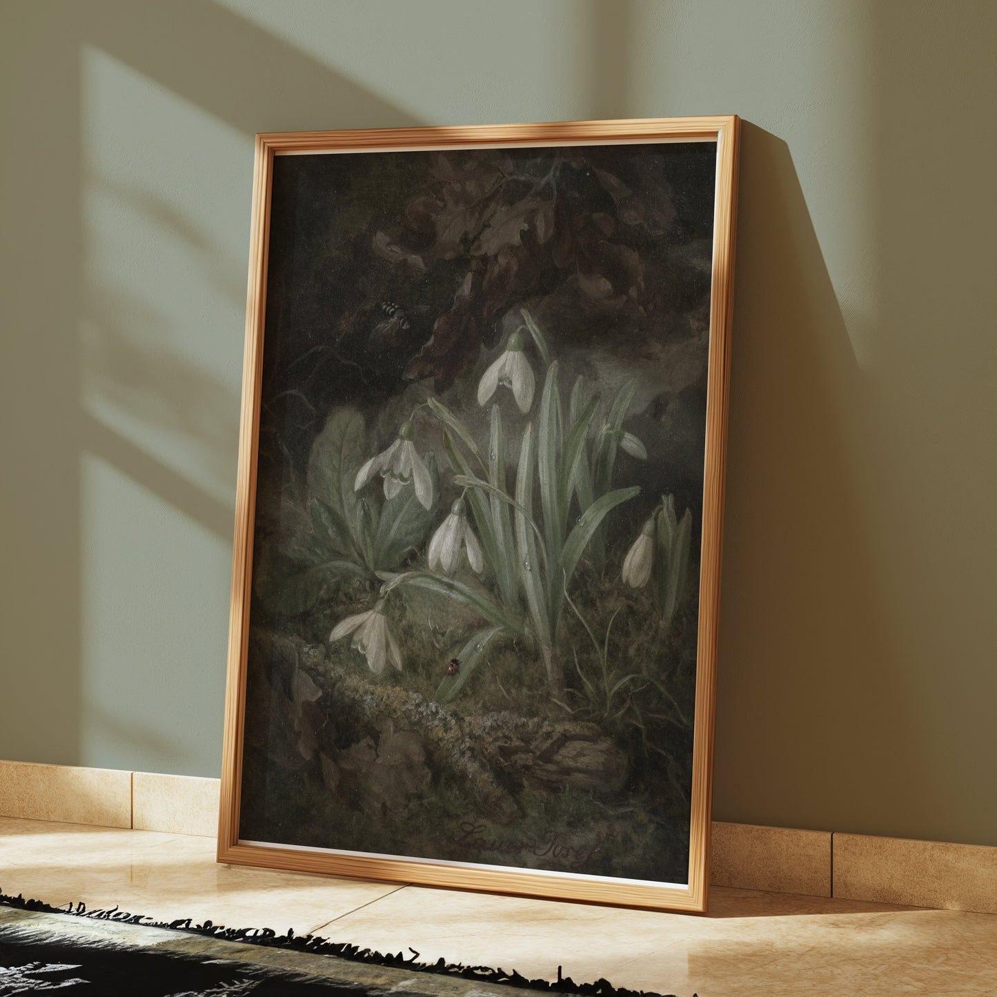Premium Poster of Beautiful Botanical Illustration of Snowdrops Posters