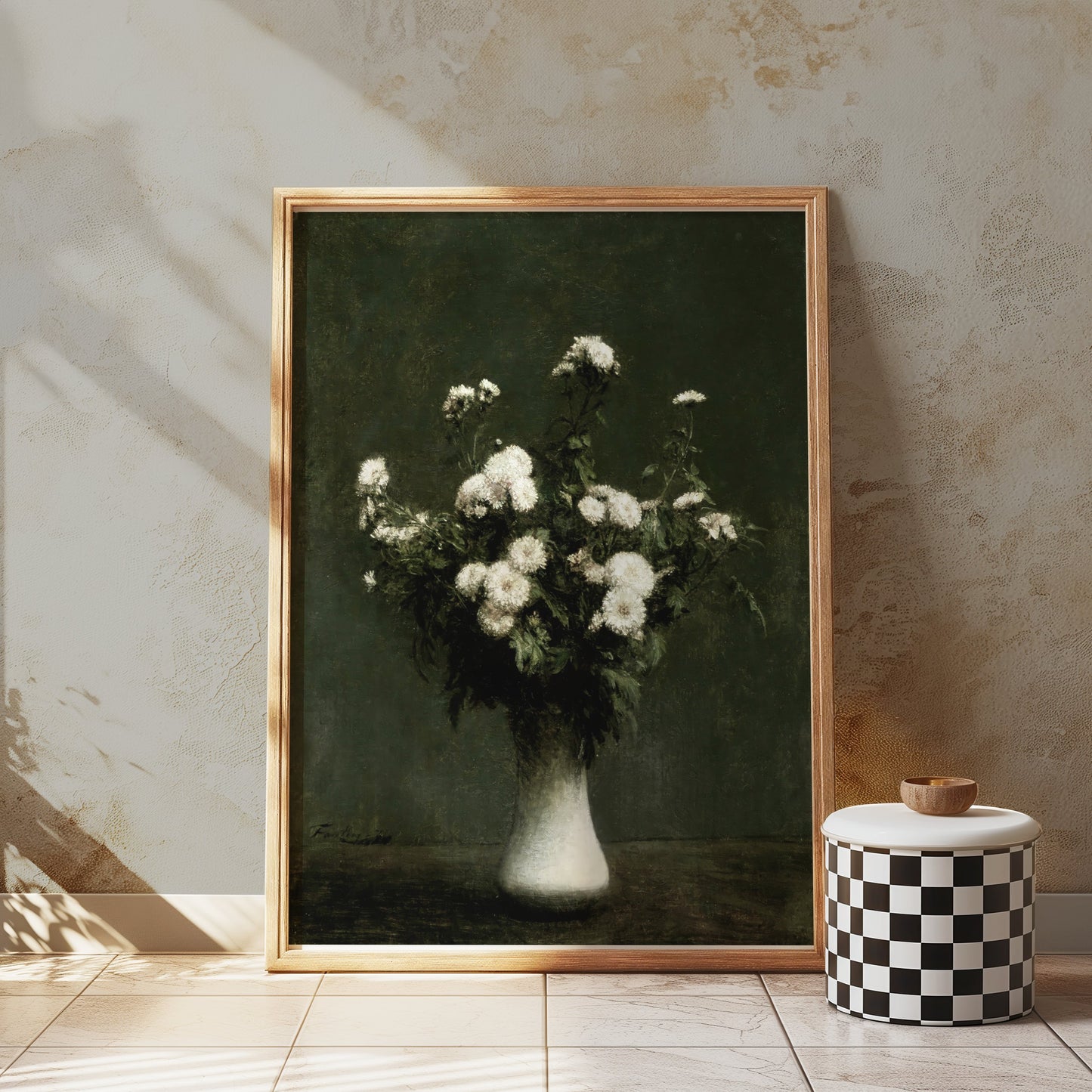 Premium Poster of Beautiful Bouquet in White Vase Vintage Art Posters