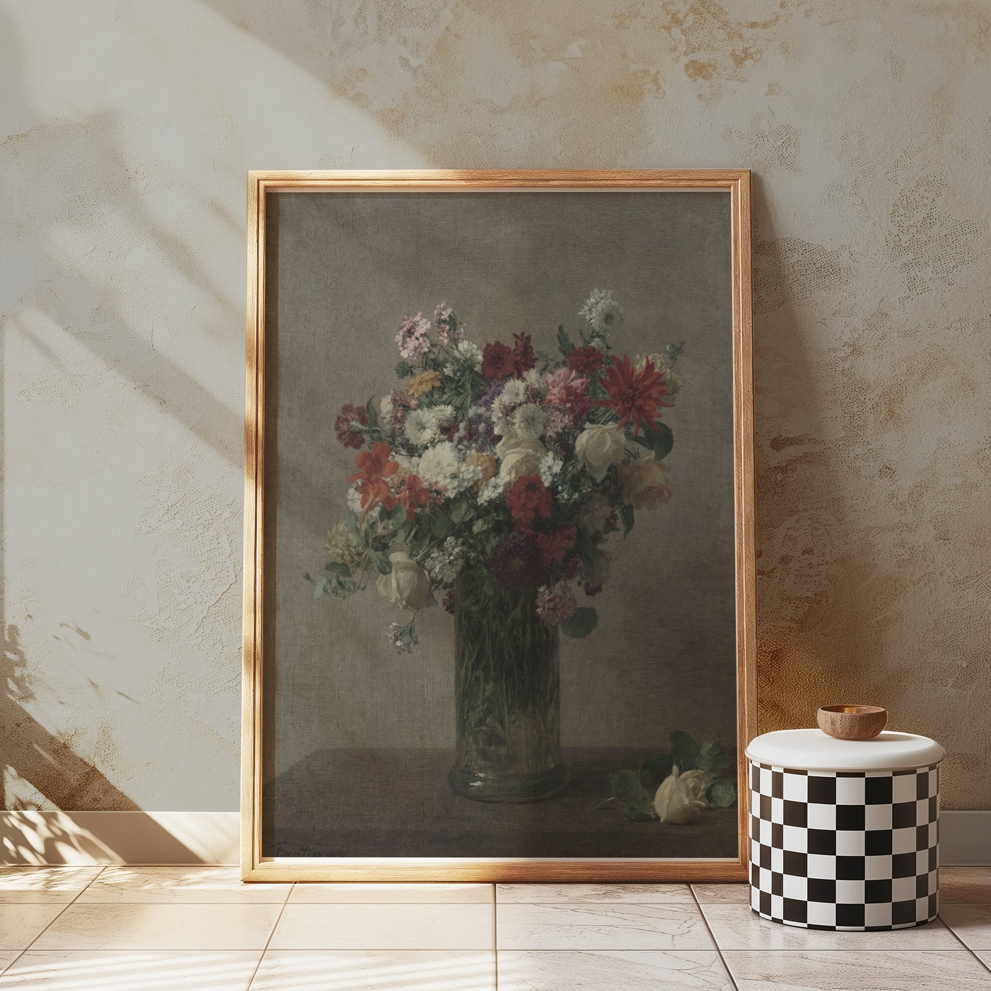 Premium Poster of Beautiful Bouquet of Flowers in Glass Vase Posters