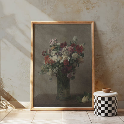 Premium Poster of Beautiful Bouquet of Flowers in Glass Vase Posters