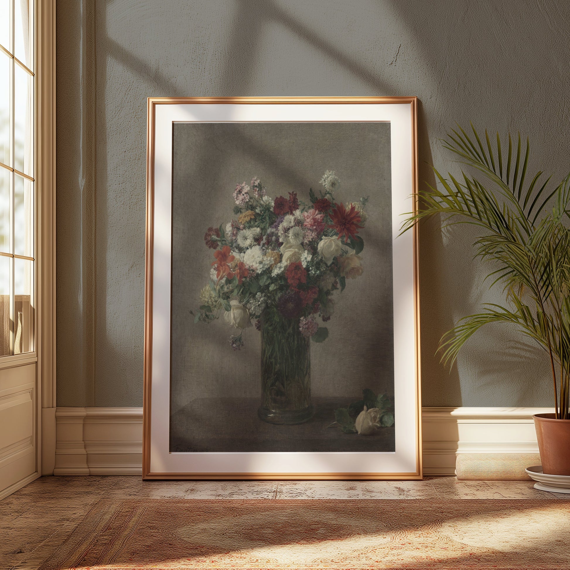 Premium Poster of Beautiful Bouquet of Flowers in Glass Vase Posters