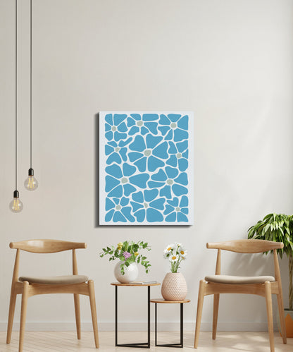 Premium Poster of Beautiful Bright Blue Floral Art Canvas Wraps