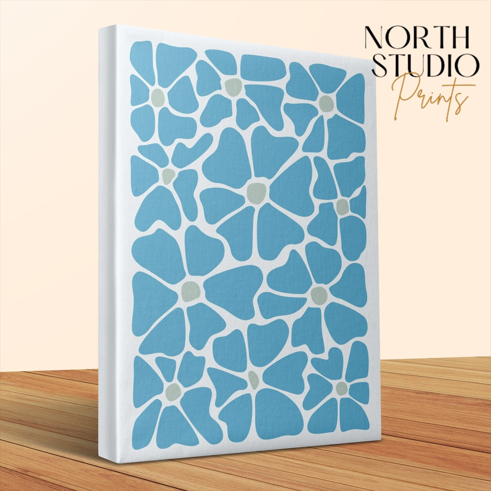 Premium Poster of Beautiful Bright Blue Floral Art Canvas Wraps
