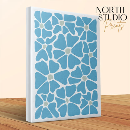 Premium Poster of Beautiful Bright Blue Floral Art Canvas Wraps