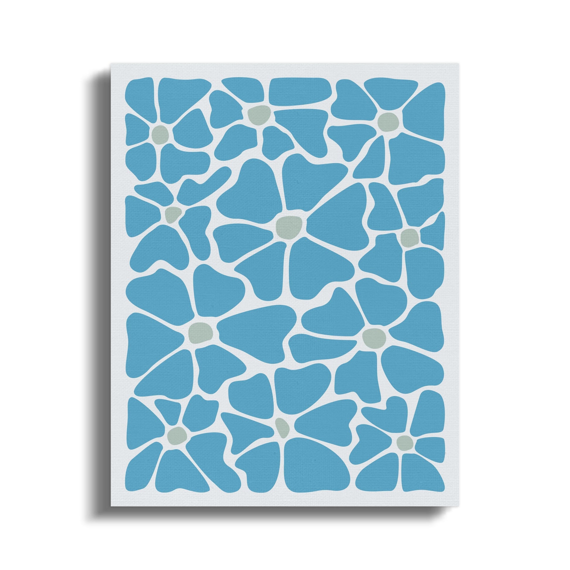 Premium Poster of Beautiful Bright Blue Floral Art Canvas Wraps