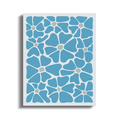 Premium Poster of Beautiful Bright Blue Floral Art Canvas Wraps