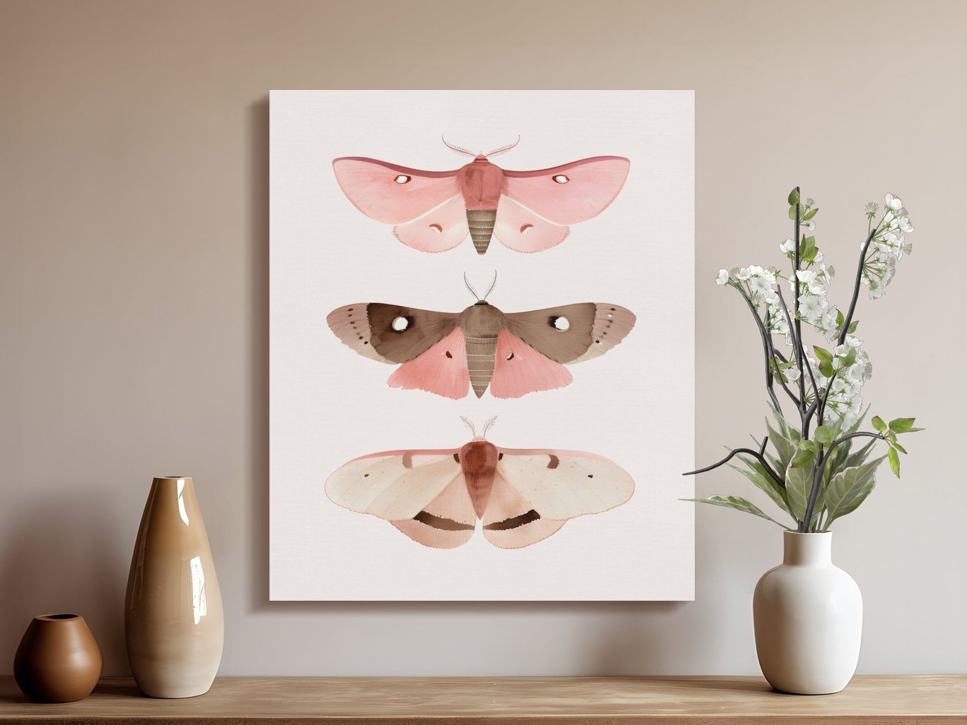 Premium Poster of Beautiful Butterfly Trio Nursery Wall Art Canvas Wraps